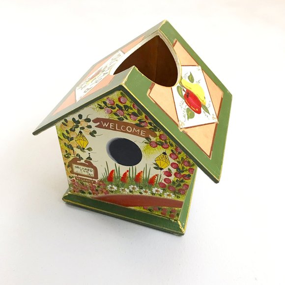 VINTAGE Cozy Cottagecore Tissue Box Hand Painted Orchard Path Field Of Flowers - Picture 1 of 11